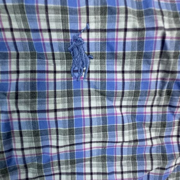 Ralph Lauren Shirt Men XL Blue Plaid COTTON STRETCH Button Down Pony Long sleeve - Picture 6 of 12